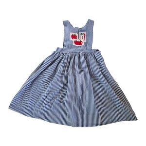 Vintage Fast Friends Appliqued Apple Dress Smock Girls SZ 7